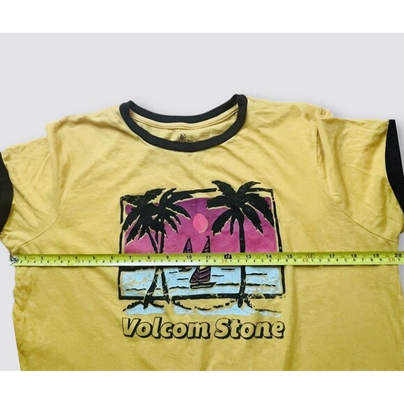 Volcom Stone T-Shirt Yellow Tropical Beach Graphic Ladies Size XL - Picture 5 of 6